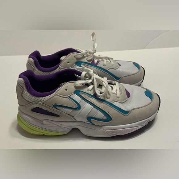 Adidas Tennis Shoes White With Purple, Green, & Blue Retro Size 7 Mens - Picture 3 of 14